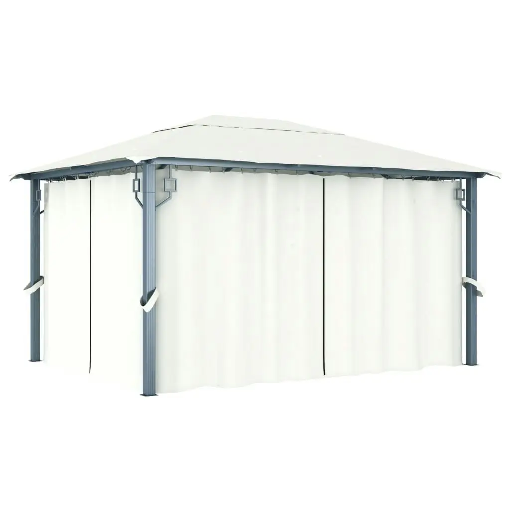 Gazebo with Curtain 400x300 cm Cream Aluminium 48044