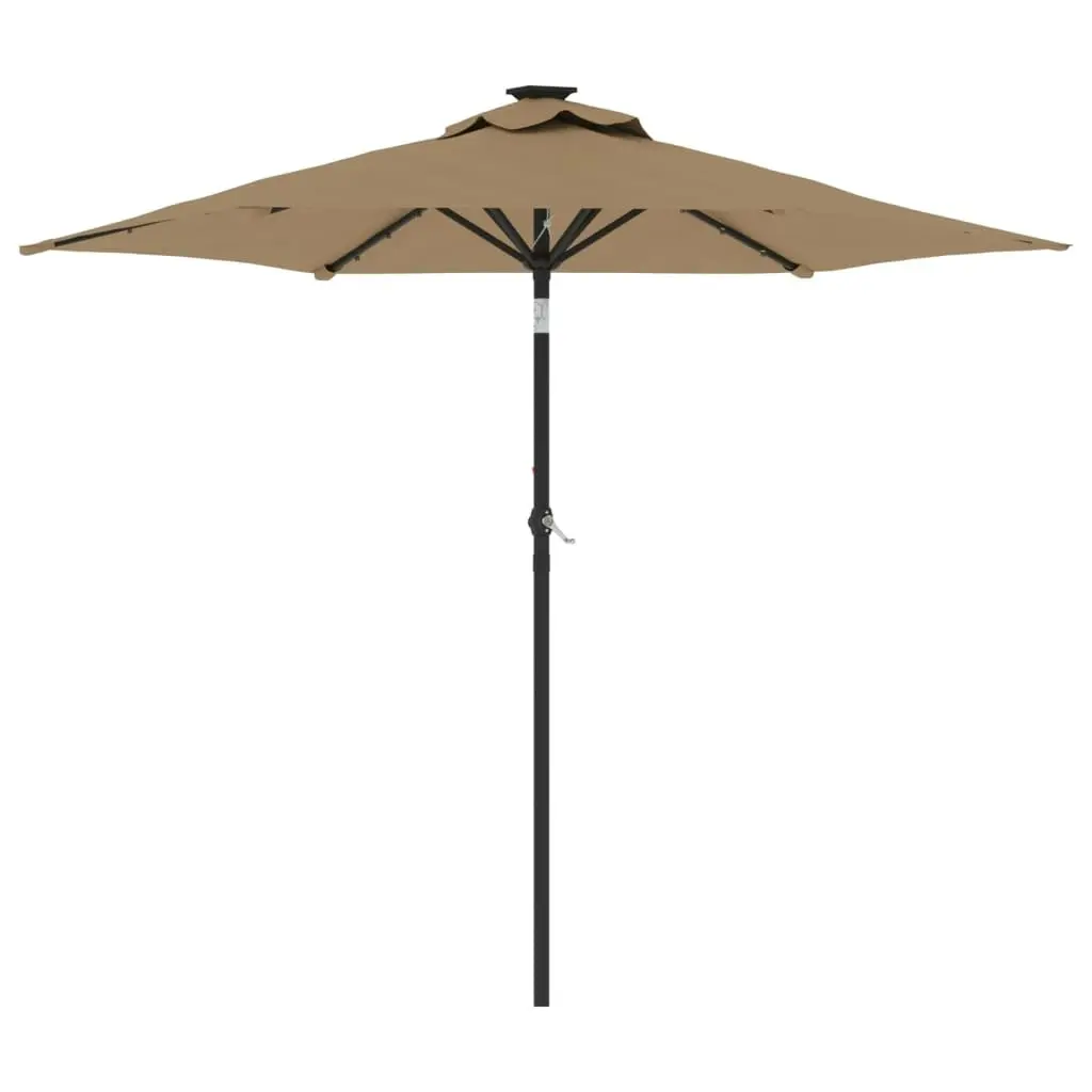 Garden Parasol with LEDs and Steel Pole Taupe 225x225x212cm 4005069