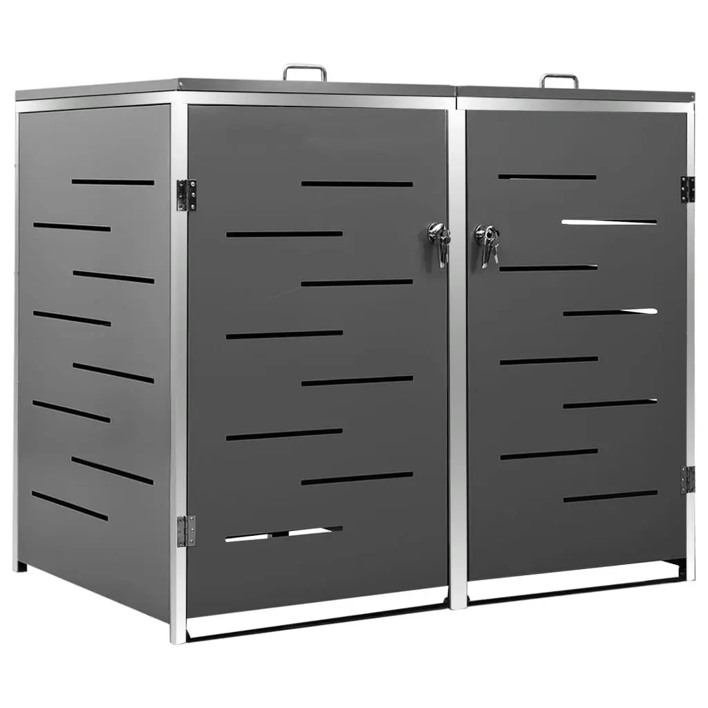 Double Wheelie Bin Shed 138x77.5x112.5 cm Stainless Steel 149555