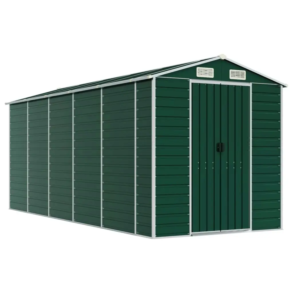 Garden Shed Green 191x470x198 cm Galvanised Steel 3188235