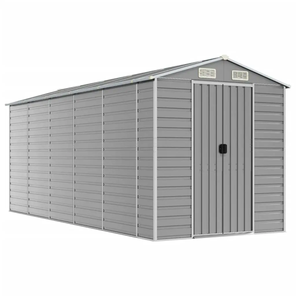 Garden Shed Light Grey 191x470x198 cm Galvanised Steel 3188246