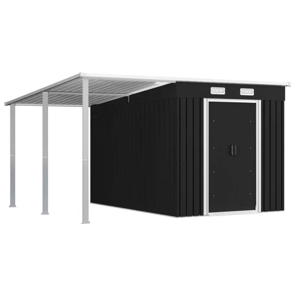 Garden Shed with Extended Roof Anthracite 336x270x181 cm Steel 144040