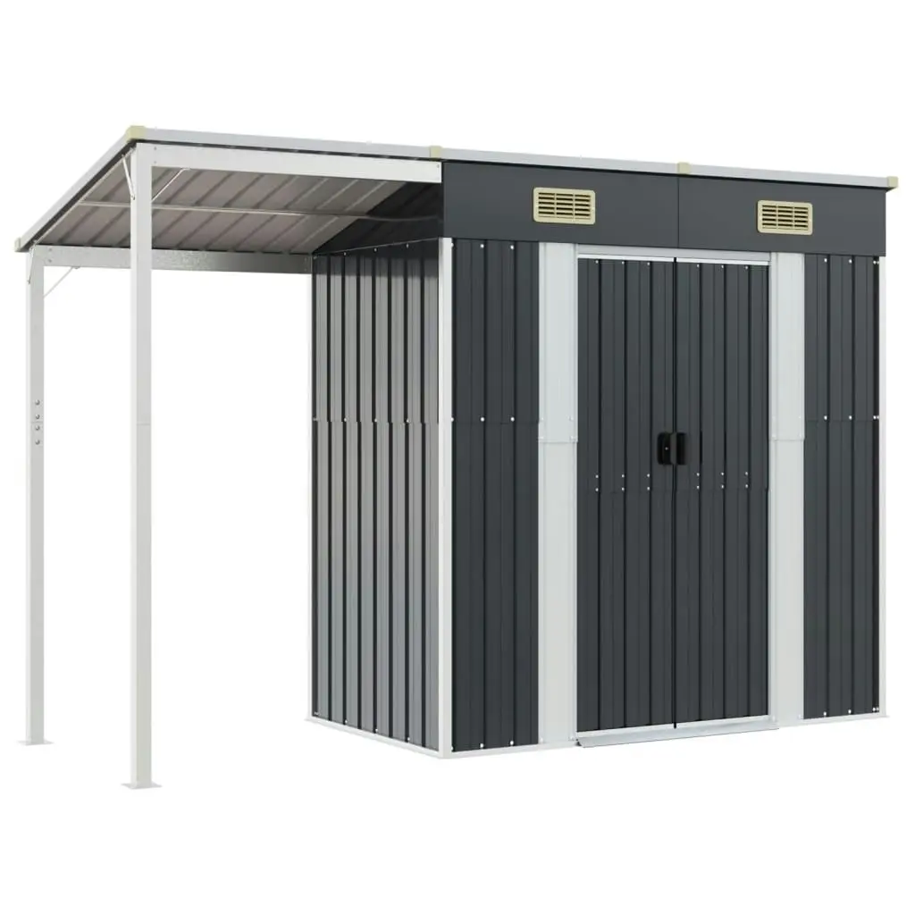 Garden Shed with Extended Roof Anthracite 277x110.5x181 cm Steel 364526