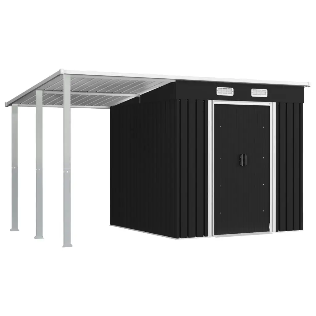 Garden Shed with Extended Roof Anthracite 346x193x181 cm Steel 144036