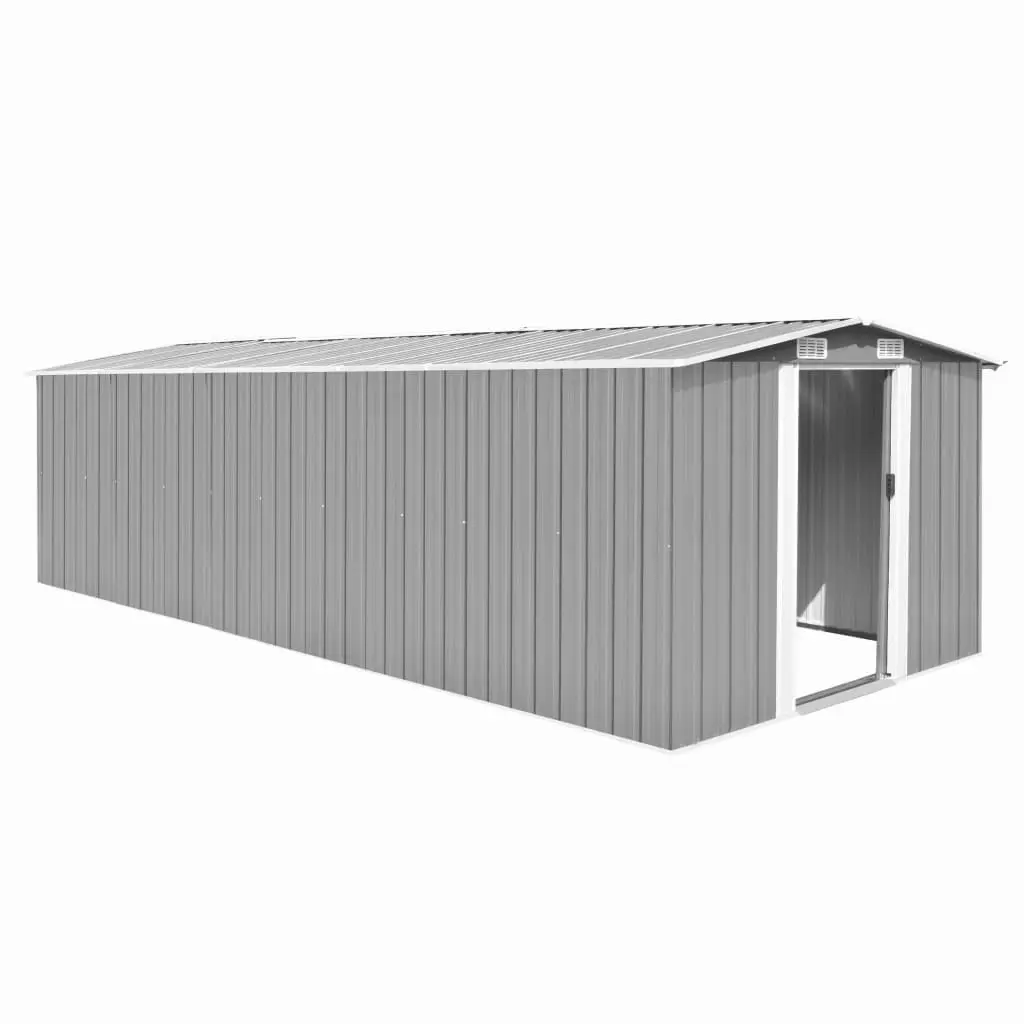 Garden Shed 257x580x181 cm Metal Grey 143353