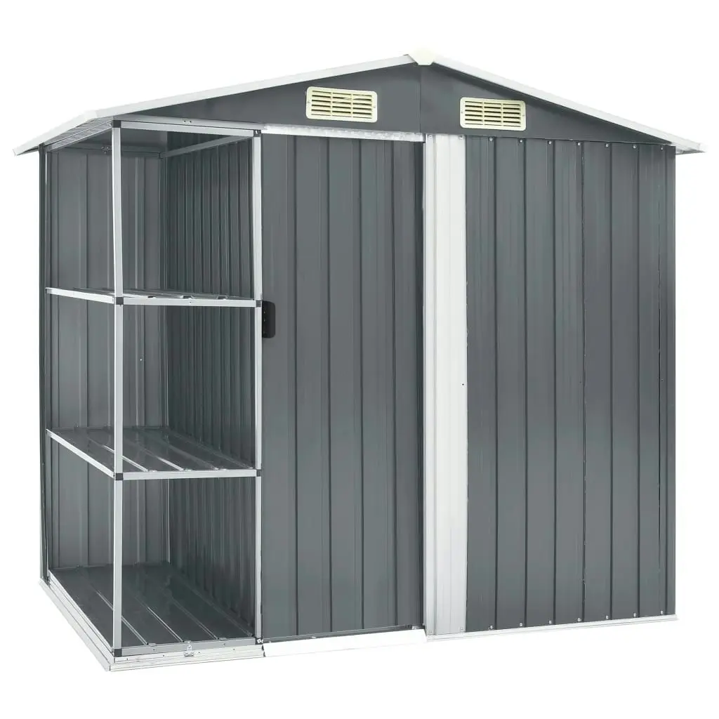 Garden Shed with Rack Grey 205x130x183 cm Iron 47103