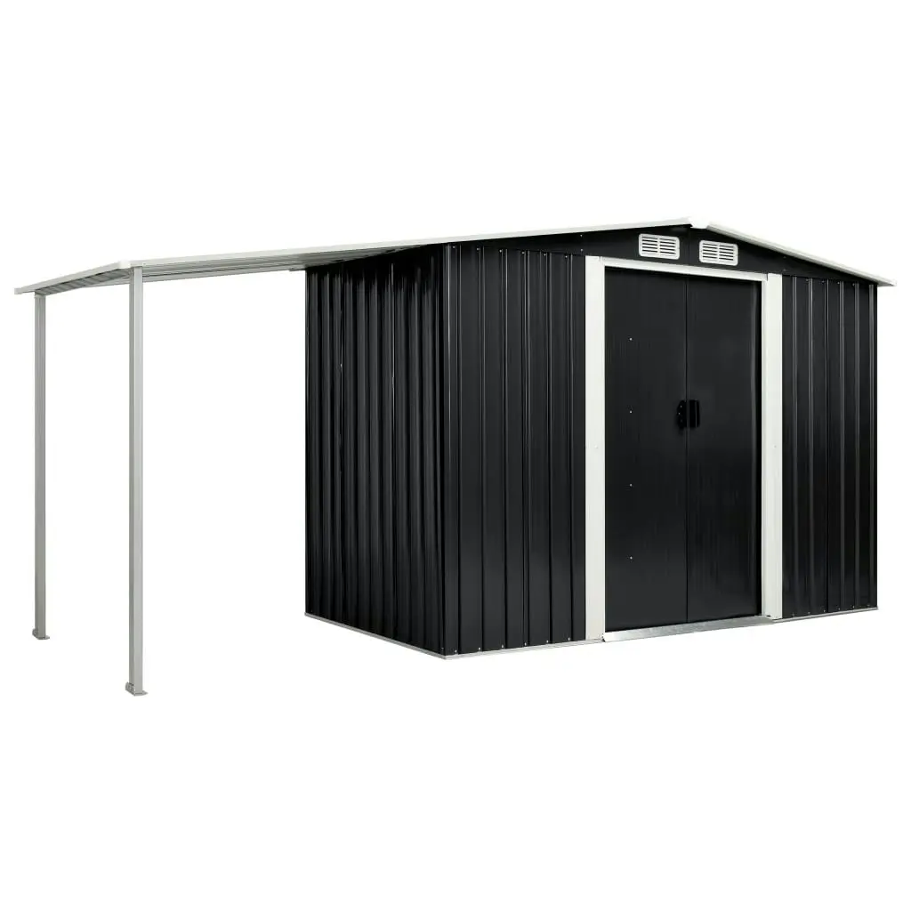 Garden Shed with Sliding Doors Anthracite 386x131x178 cm Steel 144026