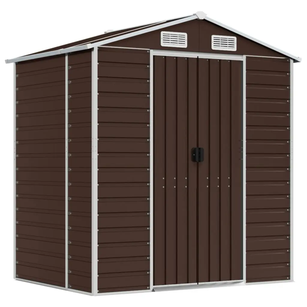 Garden Shed Brown 191x130x198 cm Galvanised Steel 3188264