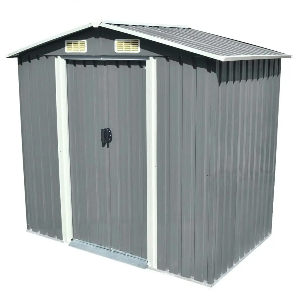 Garden Storage Shed Grey Metal 204x132x186 cm 42983