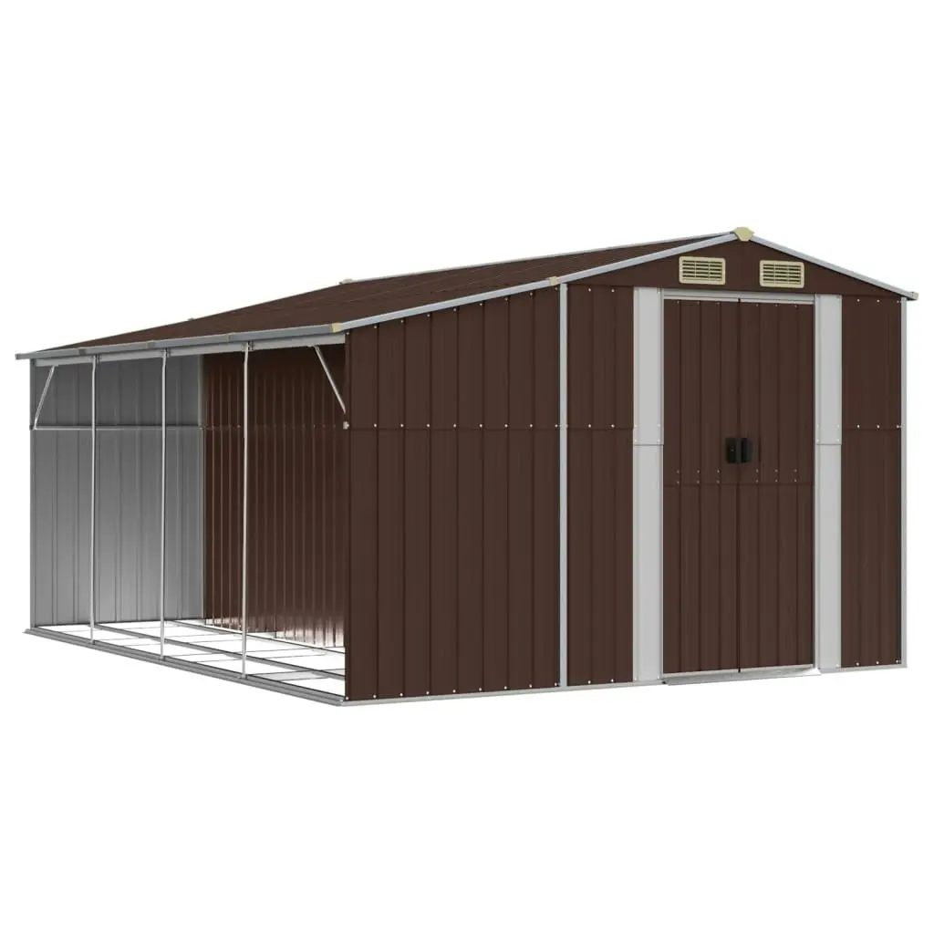 Garden Shed Brown 277x365.5x179 cm Galvanised Steel 3188297