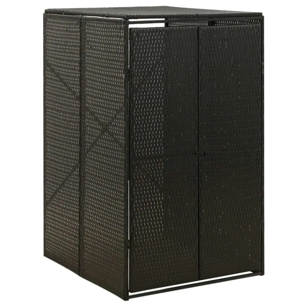 Single Wheelie Bin Shed Black 70x80x117 cm Poly Rattan 319860