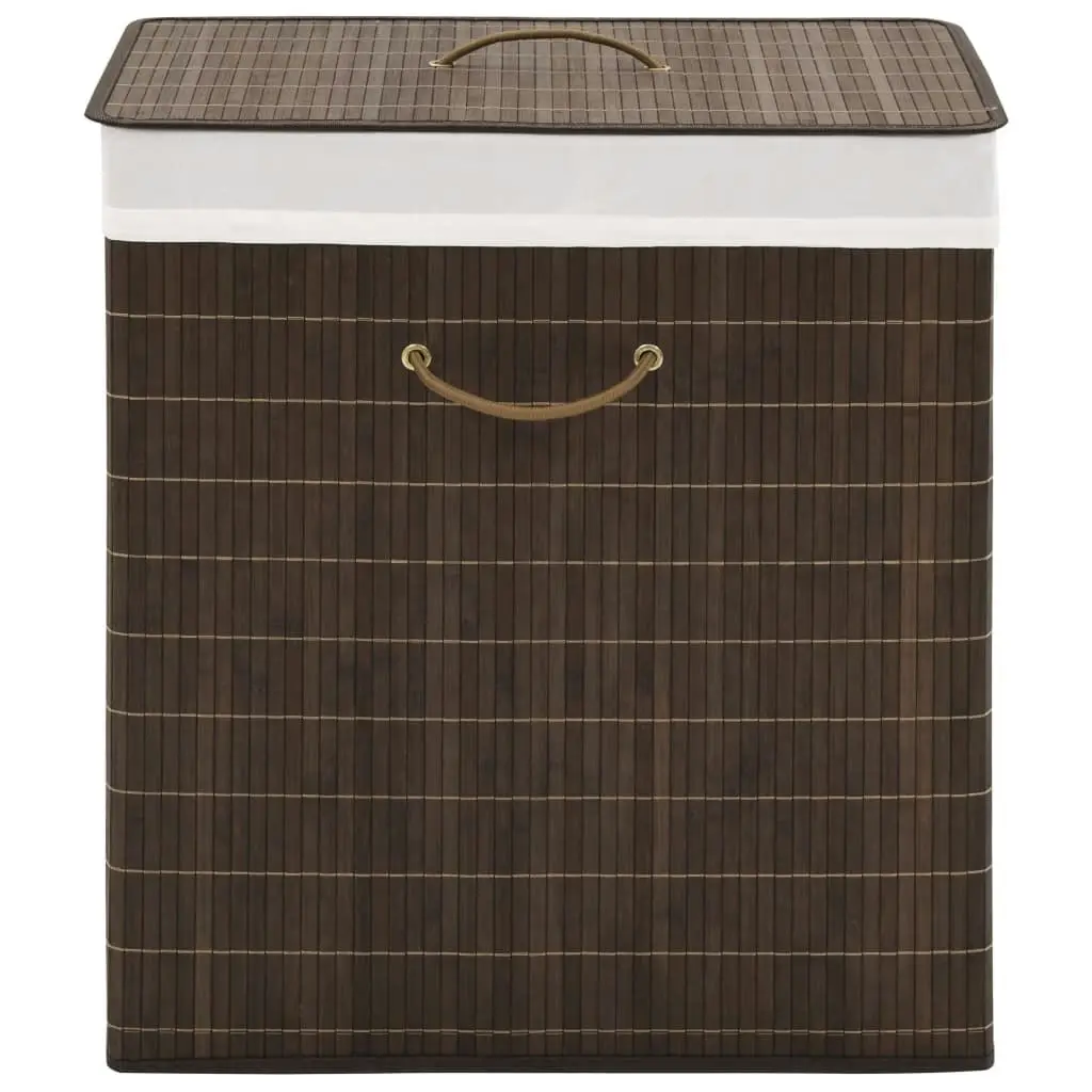 Bamboo Laundry Bin Rectangular Dark Brown 242726