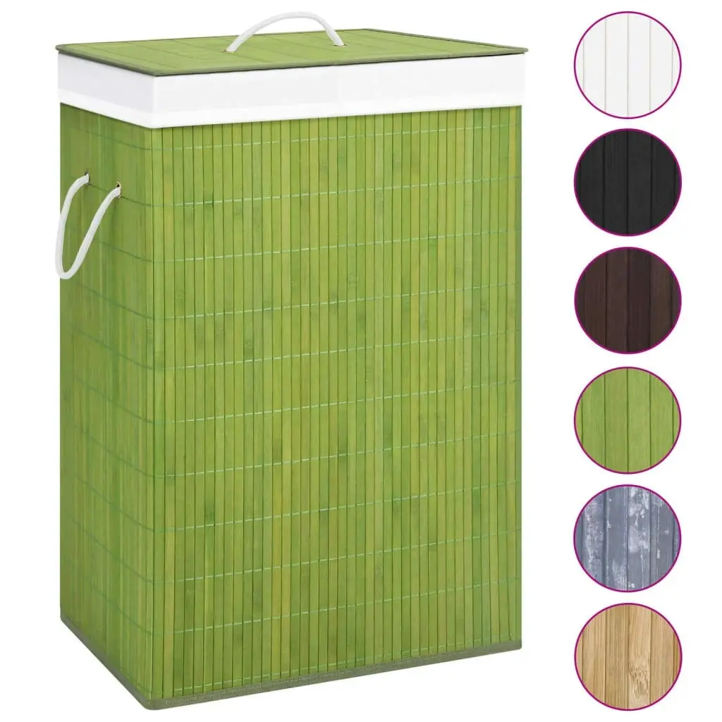 Bamboo Laundry Basket with 2 Sections Green 72 L 320749