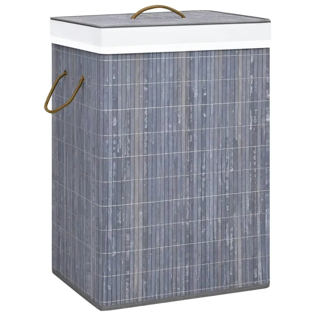 Bamboo Laundry Basket with Single Section Grey 320755