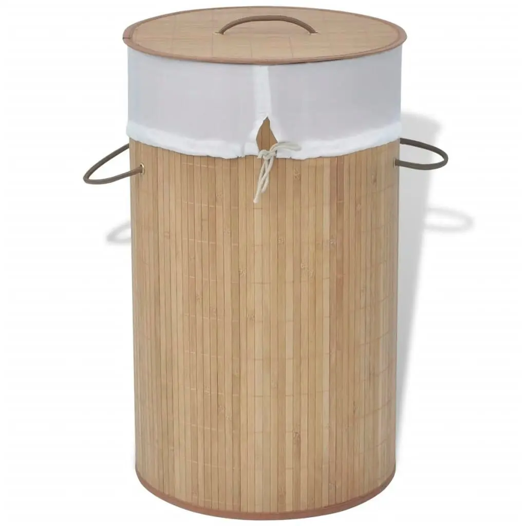 Bamboo Laundry Bin Round Natural 242723