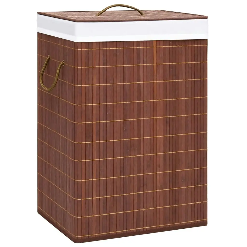 Bamboo Laundry Basket with 2 Sections Brown 72 L 320747