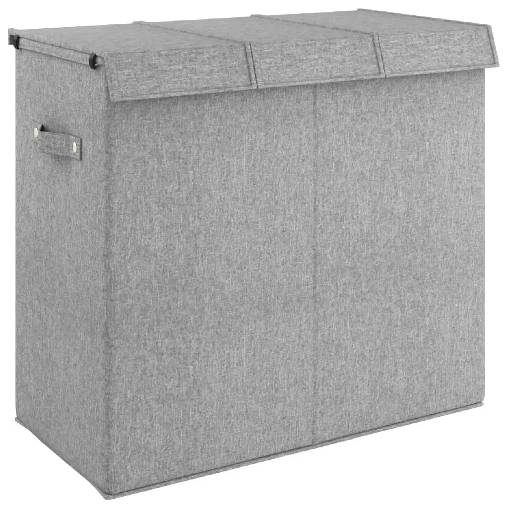 Foldable Laundry Hamper Grey 64.5x34.5x59 cm Faux Linen Fabric 351041