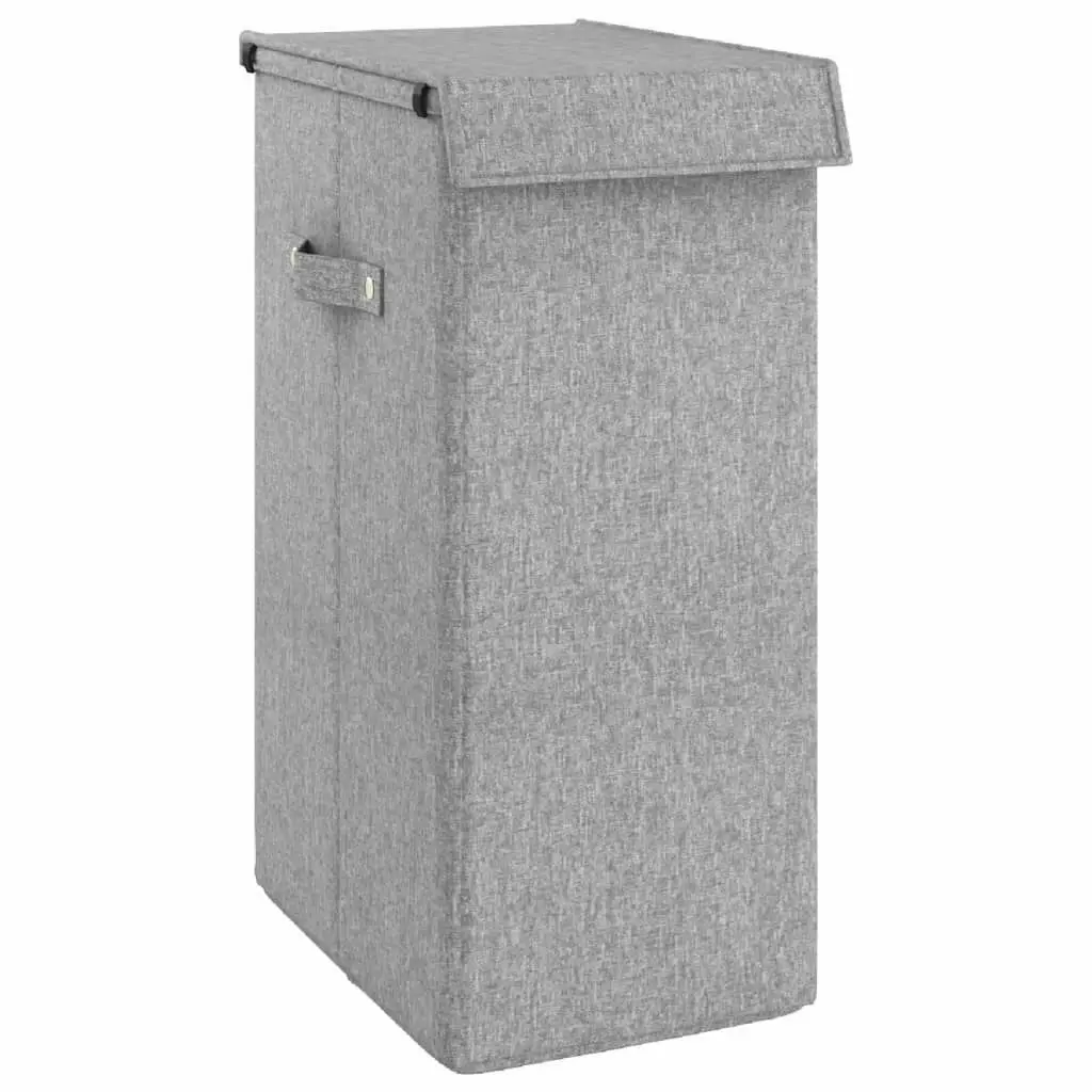 Foldable Laundry Hamper Grey 26x34.5x59.5 cm Faux Linen Fabric 351039