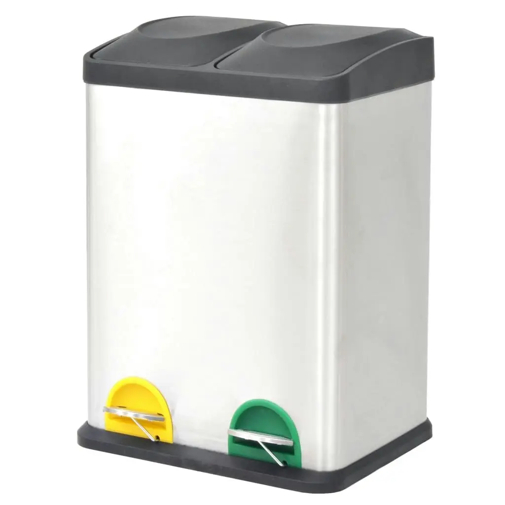 Recycling Pedal Bin Garbage Trash Bin Stainless Steel 36 L 50600