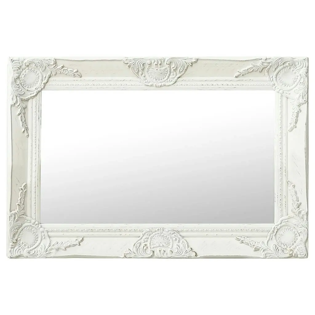 Wall Mirror Baroque Style 60x40 cm White 320328