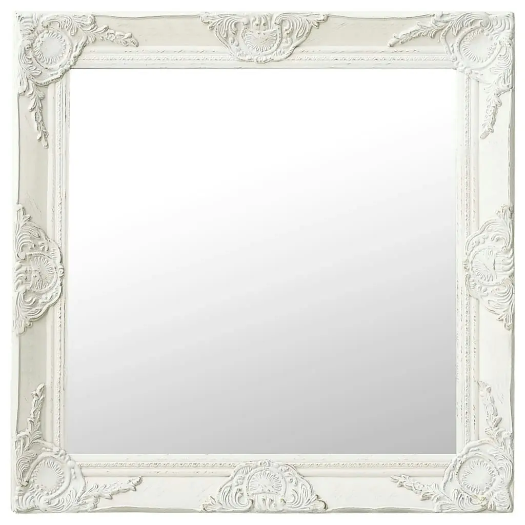 Wall Mirror Baroque Style 60x60 cm White 320332