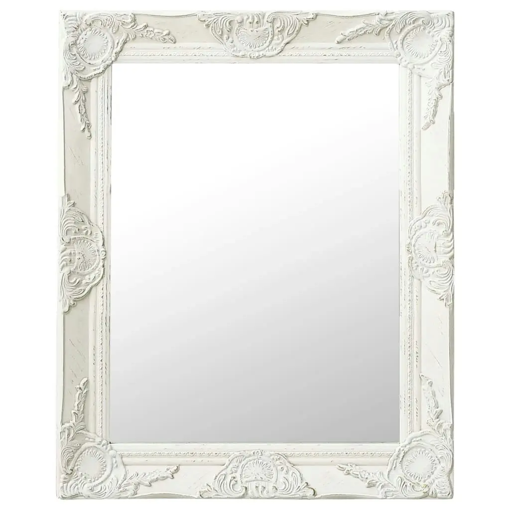 Wall Mirror Baroque Style 50x60 cm White 320316