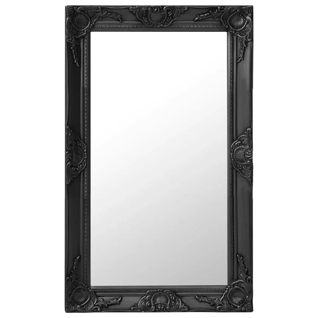 Wall Mirror Baroque Style 50x80 cm Black 320323