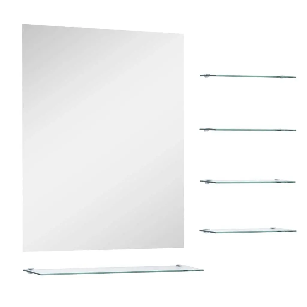 Wall Mirror with 5 Shelves Silver 50x60 cm 249444