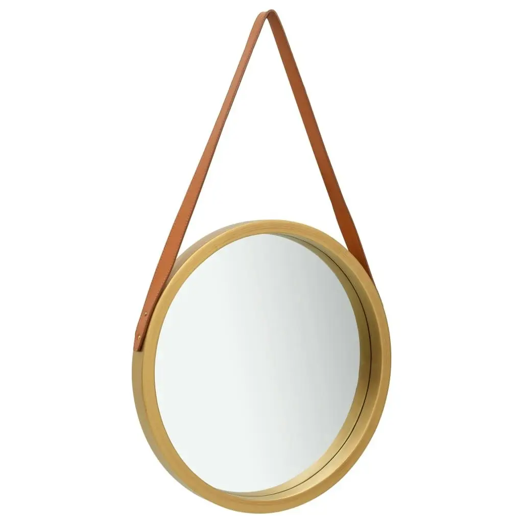 Wall Mirror with Strap 50 cm Gold 320365