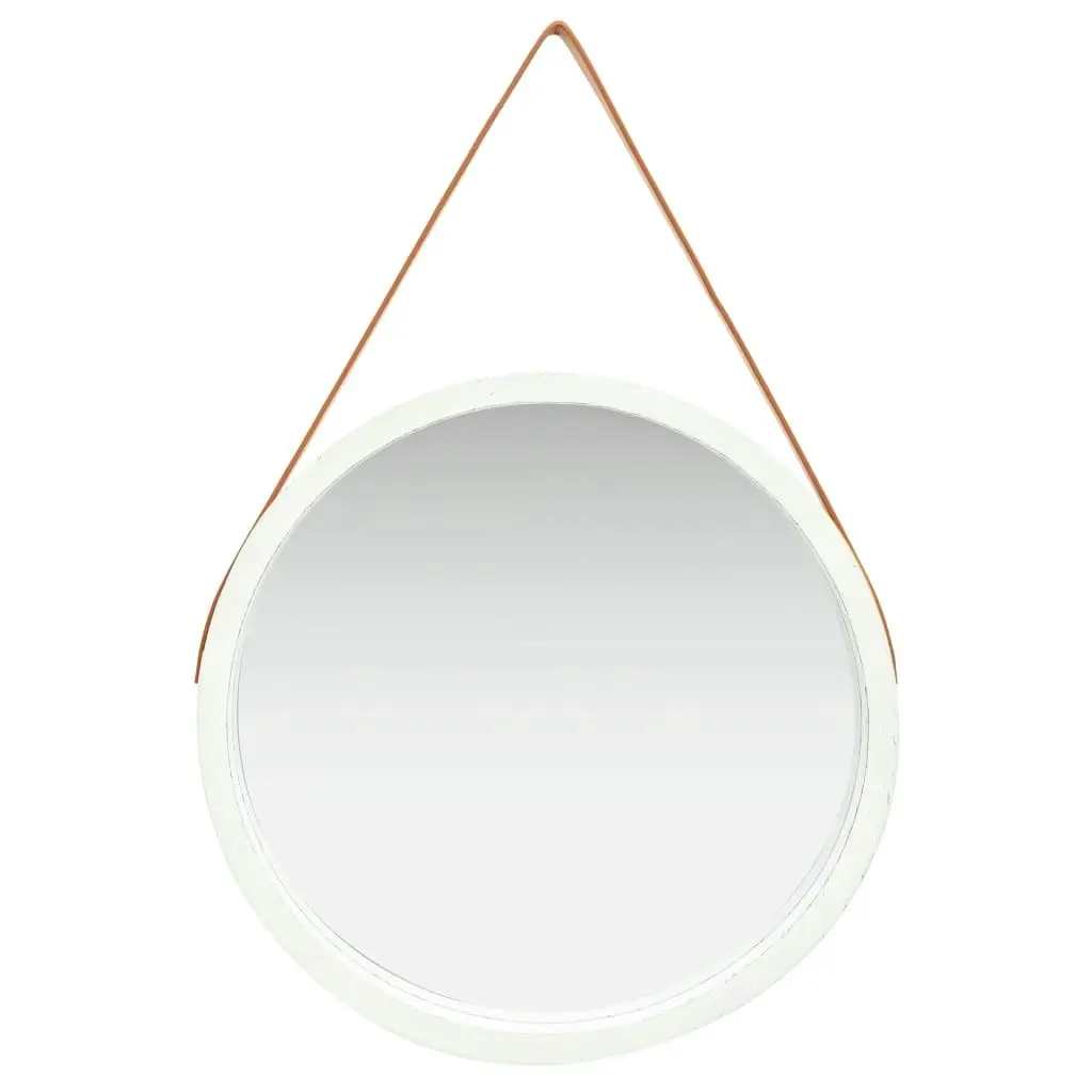 Wall Mirror with Strap 60 cm White 320368