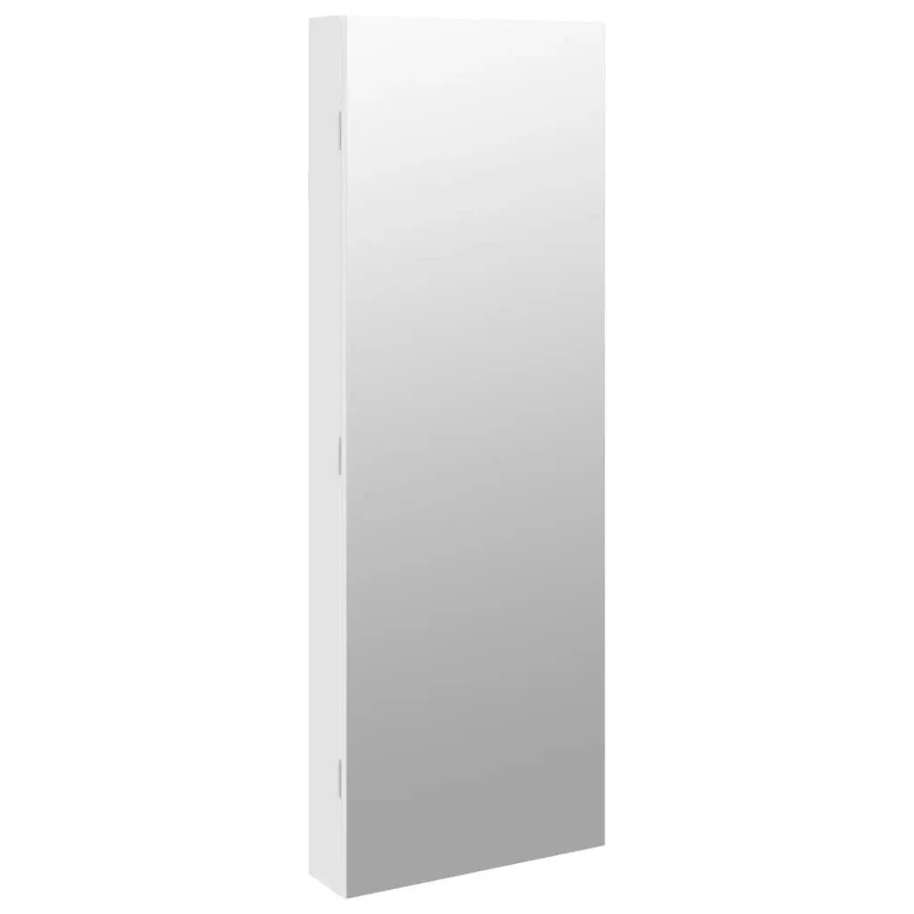 Mirror Jewellery Cabinet with LED Lights Wall Mounted White 353244