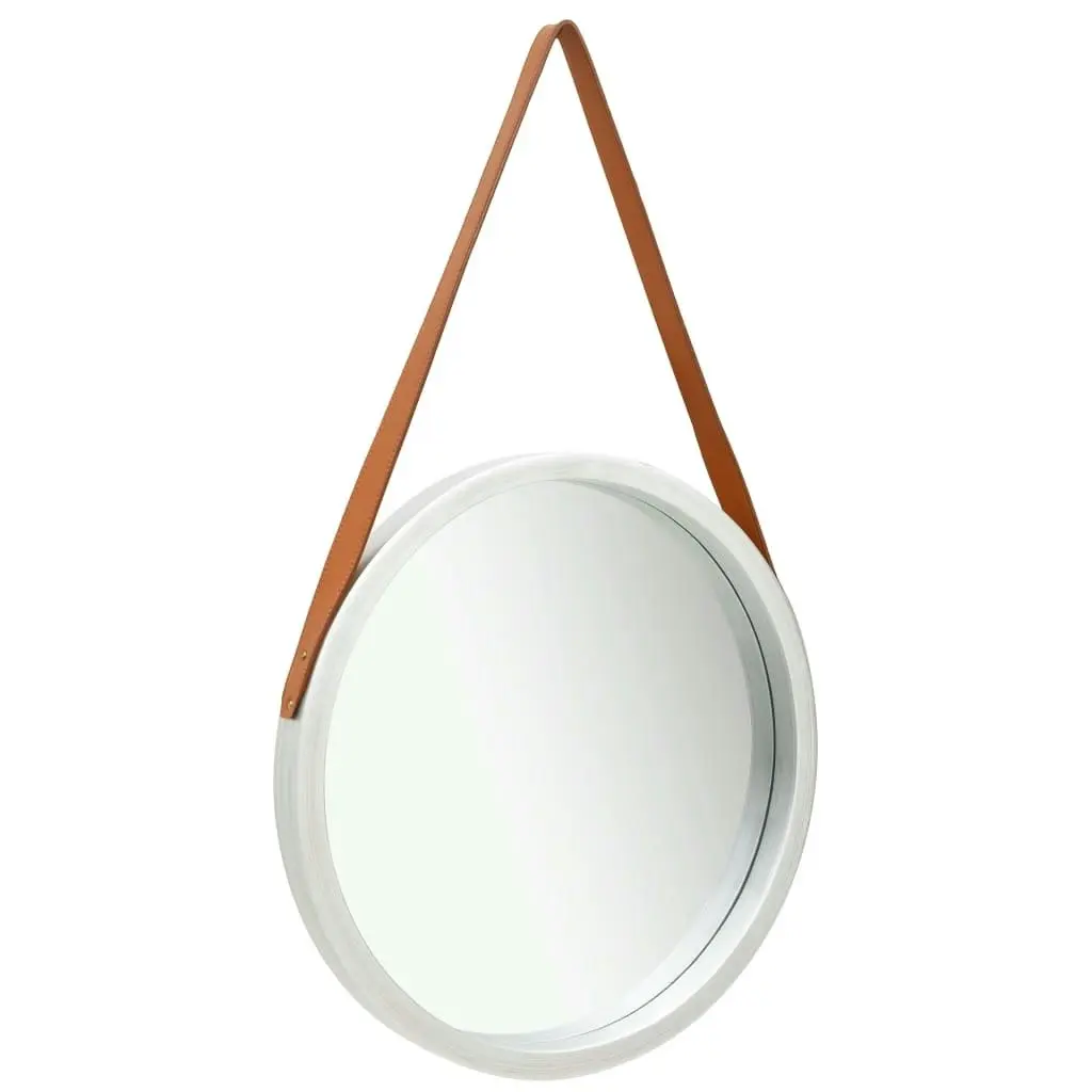 Wall Mirror with Strap 50 cm Silver 320366