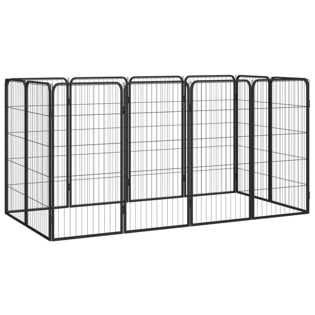 12-Panel Dog Playpen Black 50x100 cm Powder-coated Steel 3115959