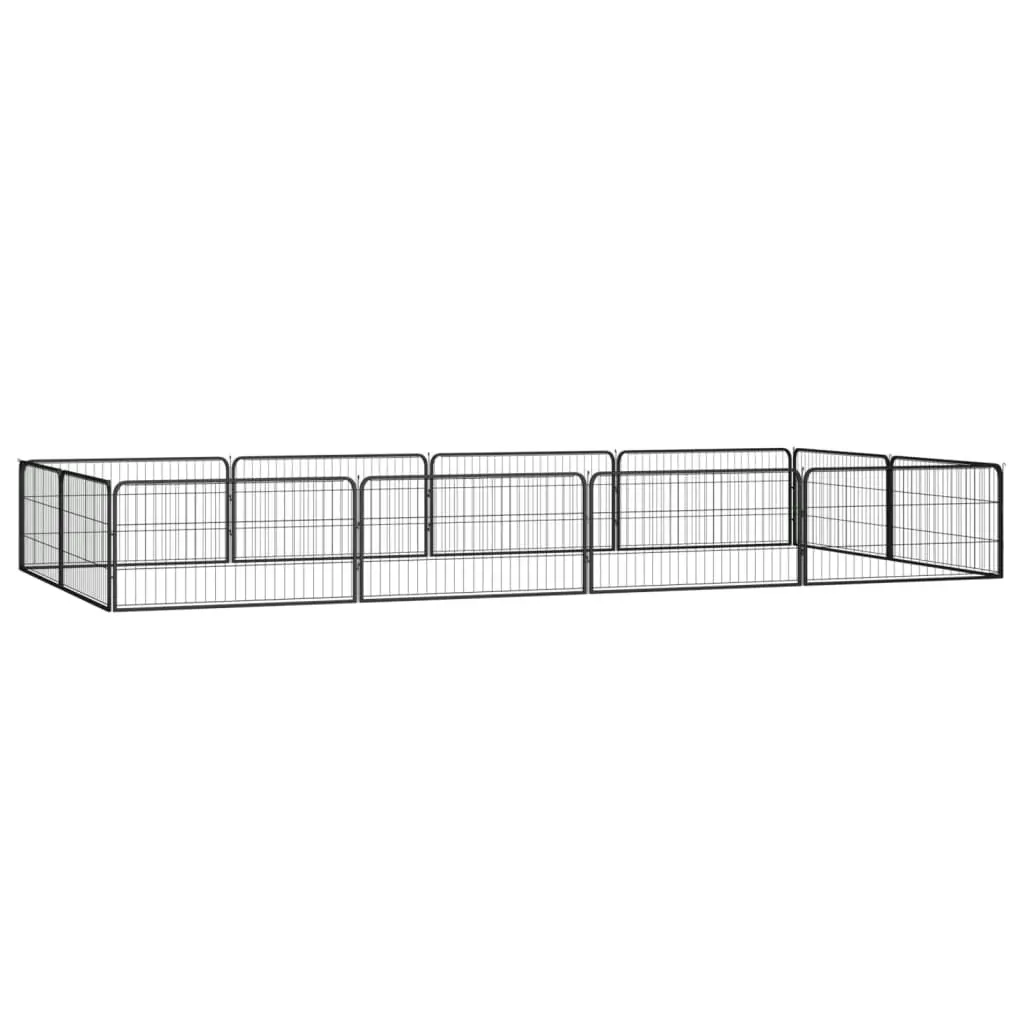 12-Panel Dog Playpen Black 100x50 cm Powder-coated Steel 3115968