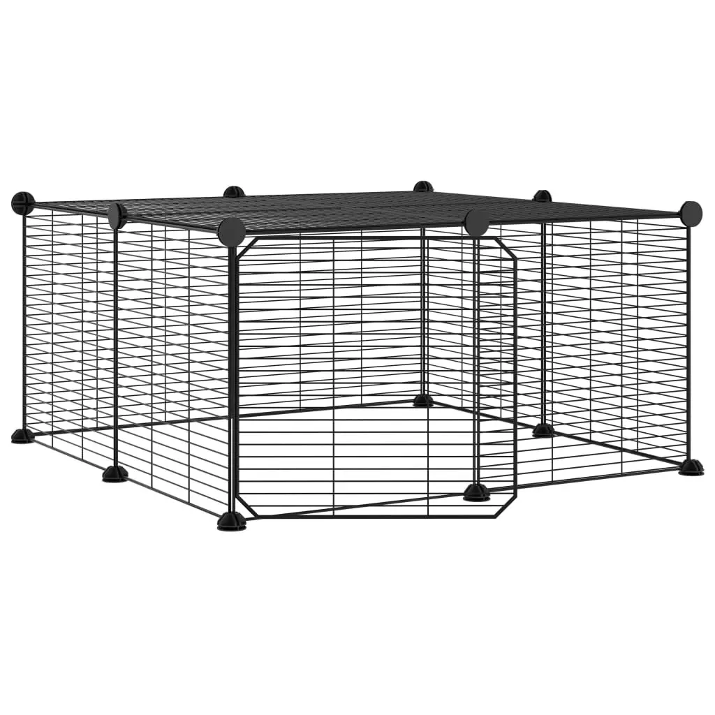 12-Panel Pet Cage with Door Black 35x35 cm Steel 3114054