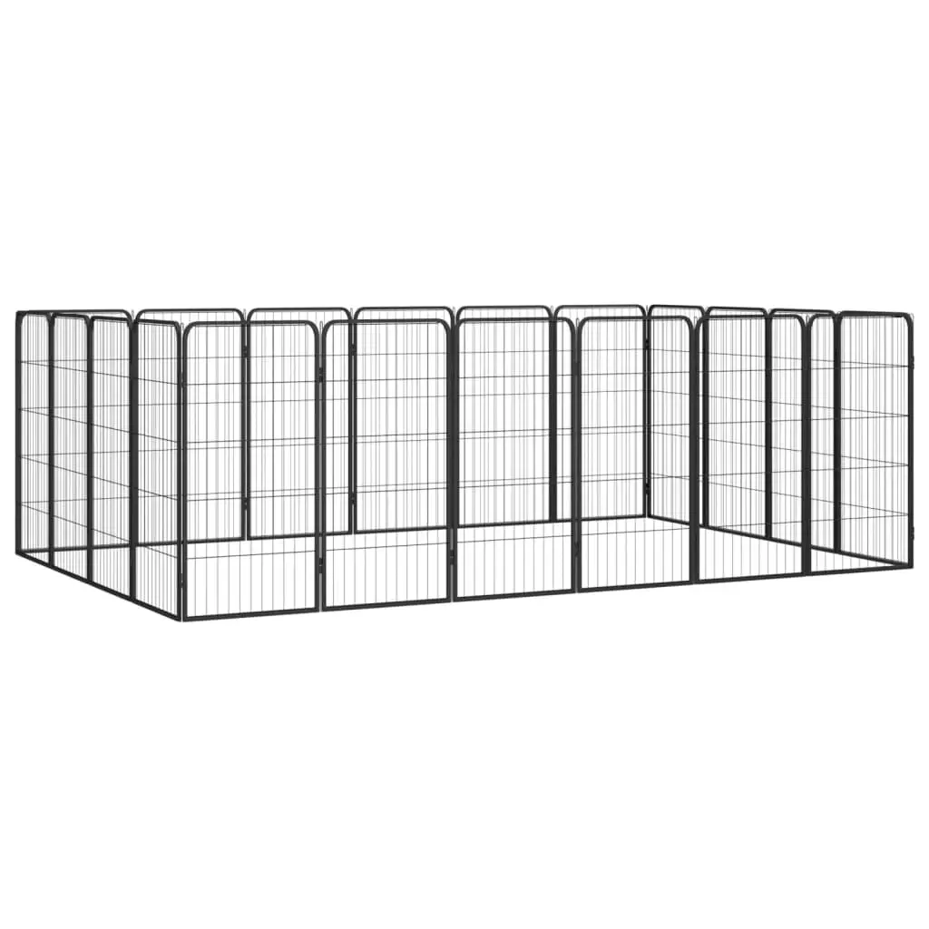 20-Panel Dog Playpen Black 50x100 cm Powder-coated Steel 3115961