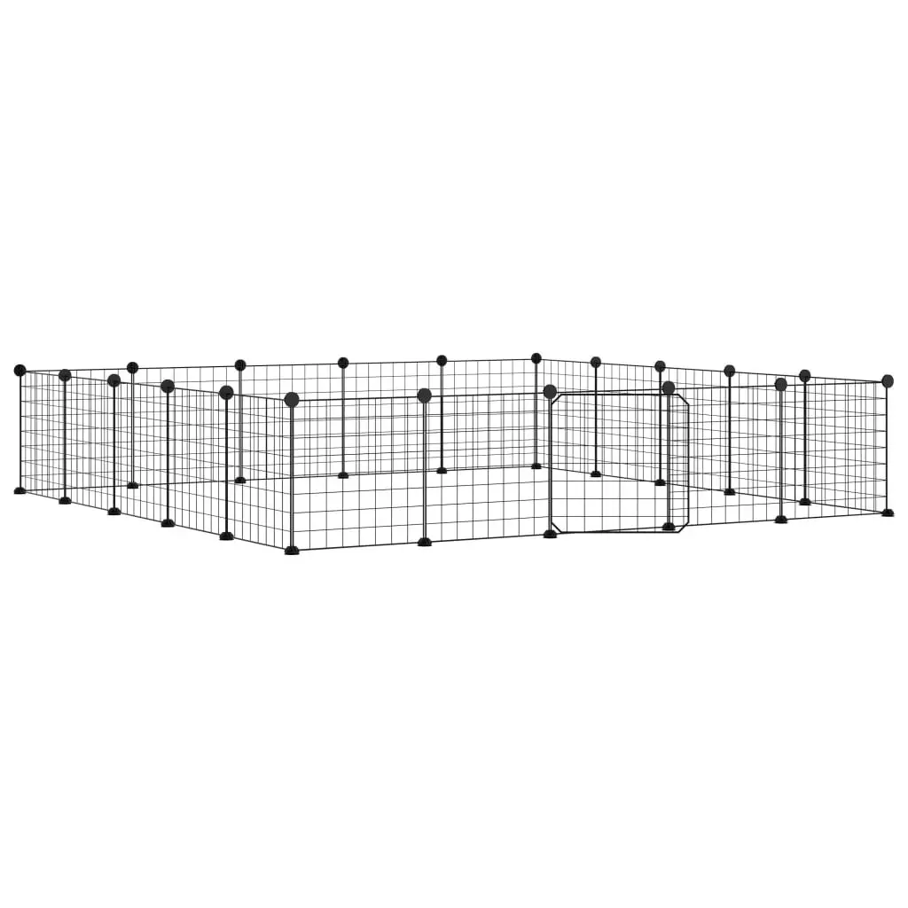 20-Panel Pet Cage with Door Black 35x35 cm Steel 3114019