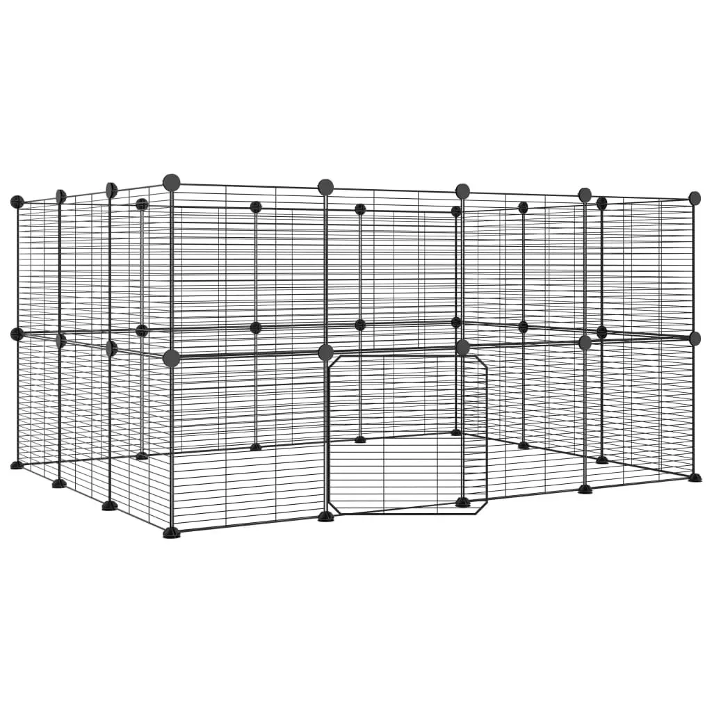 28-Panel Pet Cage with Door Black 35x35 cm Steel 3114044