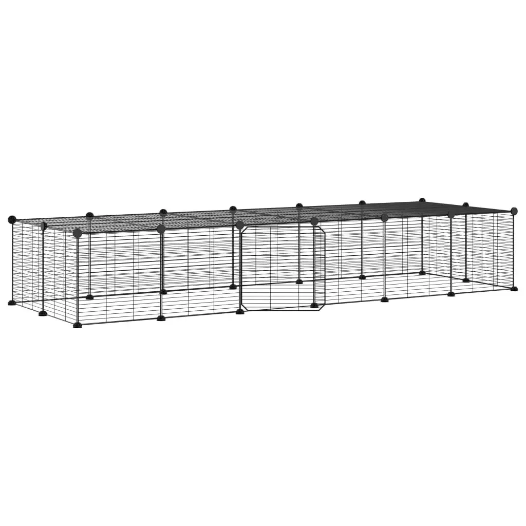 28-Panel Pet Cage with Door Black 35x35 cm Steel 3114059