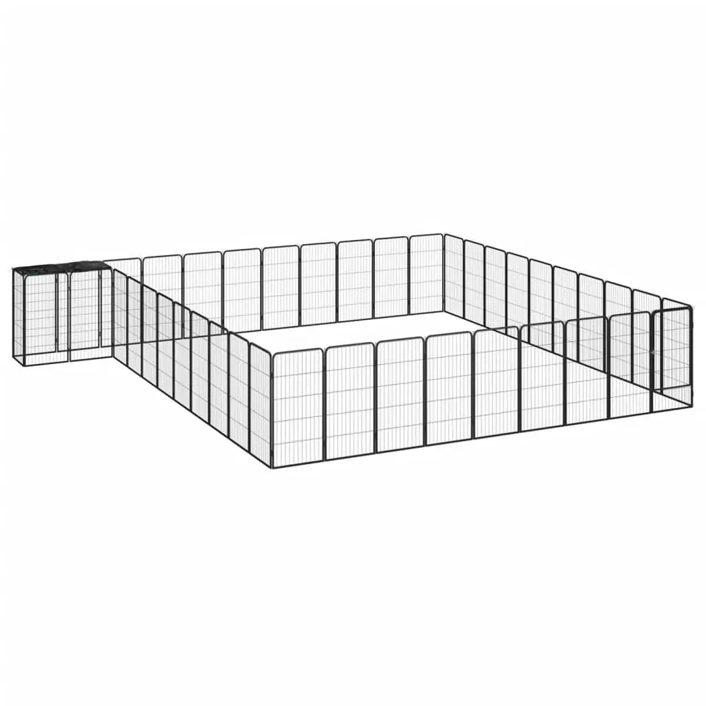 42-Panel Dog Playpen Black 50x100 cm Powder-coated Steel 3115956