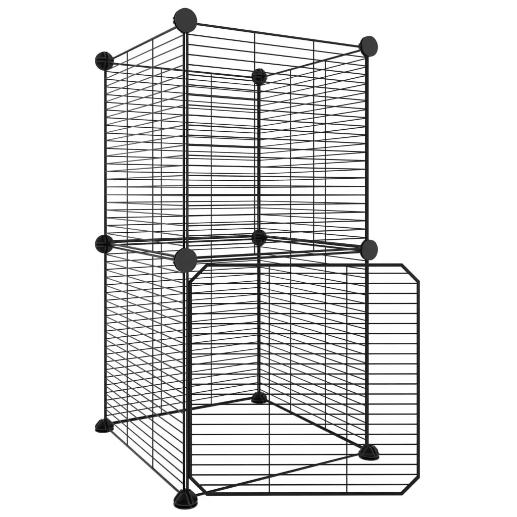 8-Panel Pet Cage with Door Black 35x35 cm Steel 3114035