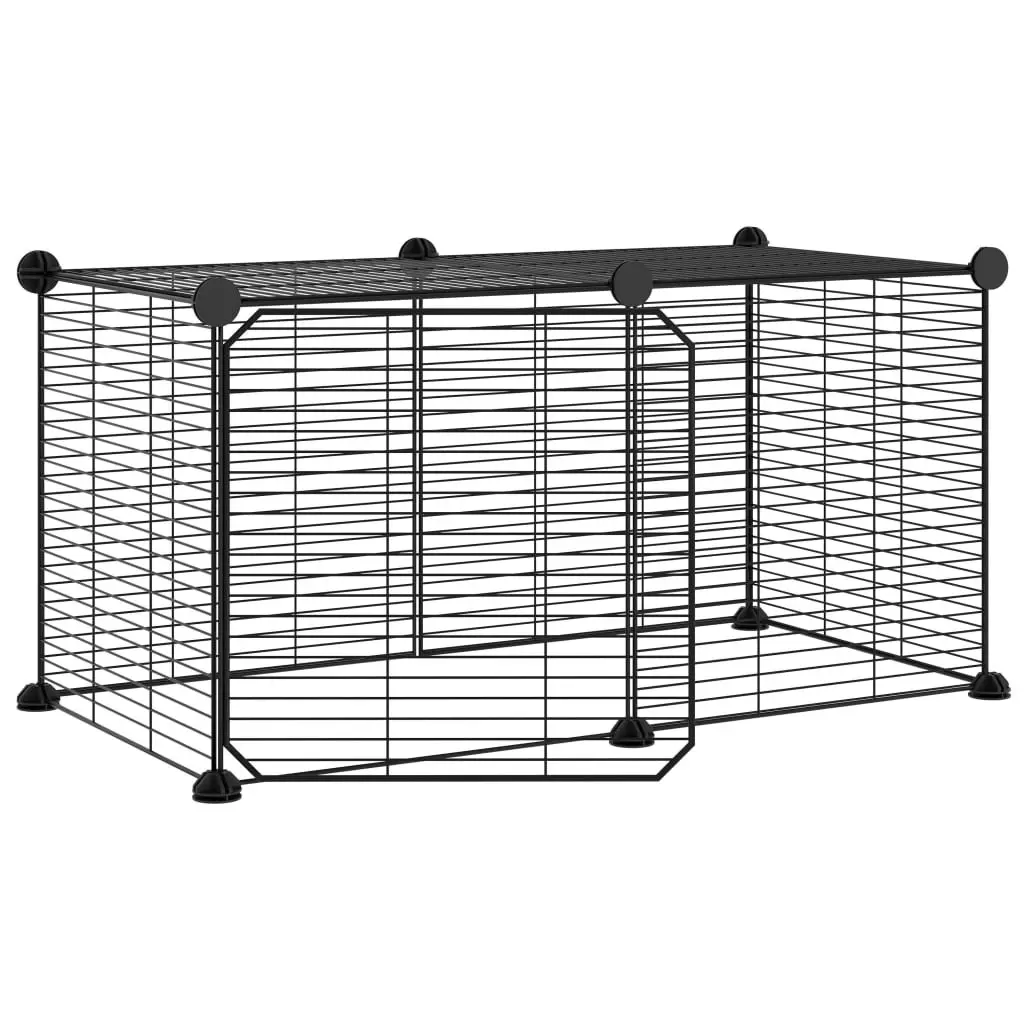 8-Panel Pet Cage with Door Black 35x35 cm Steel 3114053