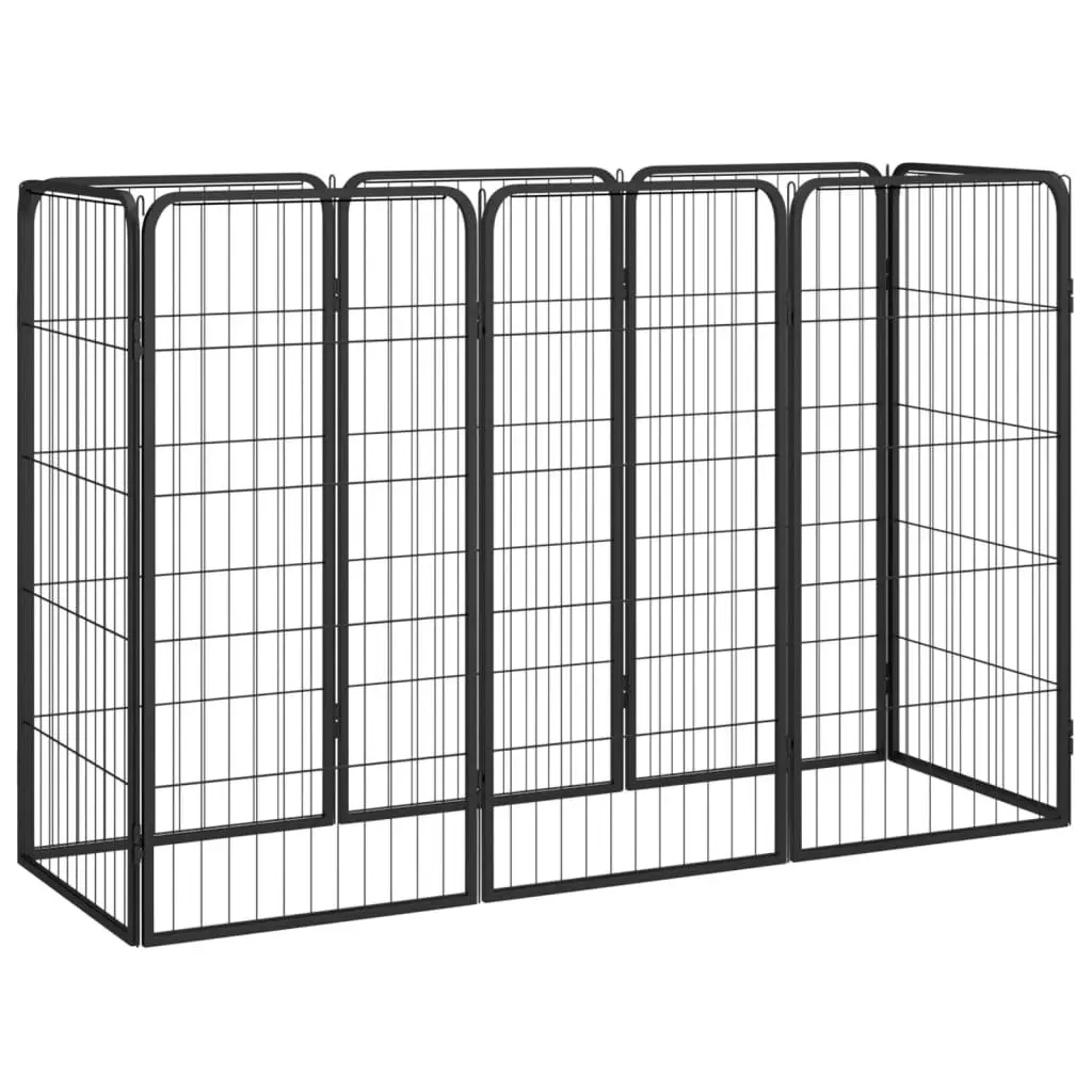 8-Panel Dog Playpen Black 50x100 cm Powder-coated Steel 3115958