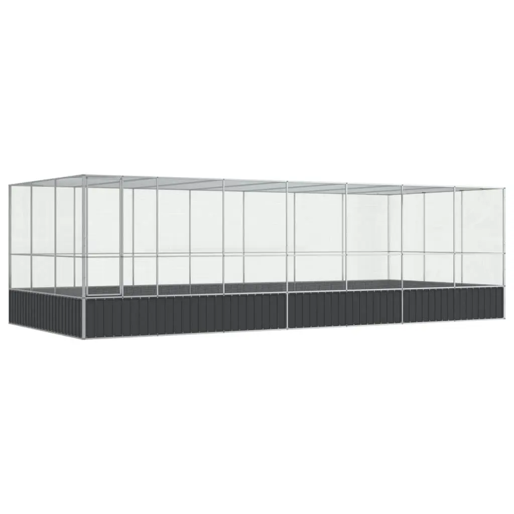 Aviary with Extension Silver 725x307x212 cm Steel 3214278