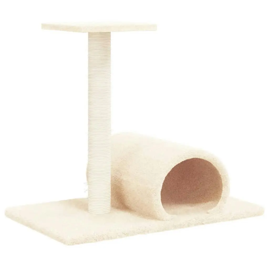 Cat Scratching Post with Tunnel Cream 60x34.5x50 cm 171696