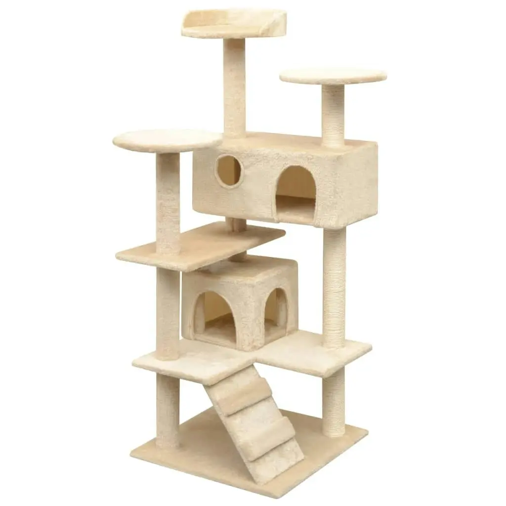 Cat Tree with Sisal Scratching Posts 125 cm Beige 170477