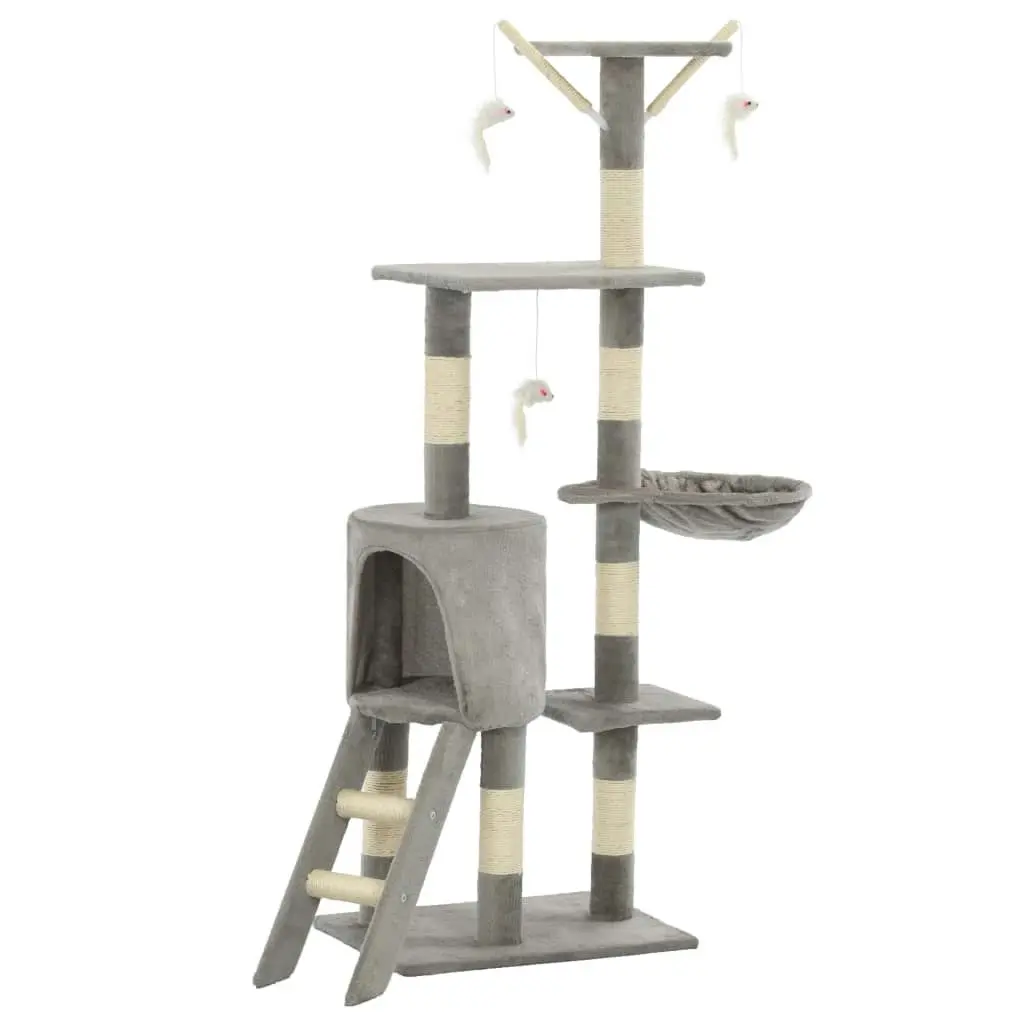 Cat Tree with Sisal Scratching Posts 138 cm Grey 170578