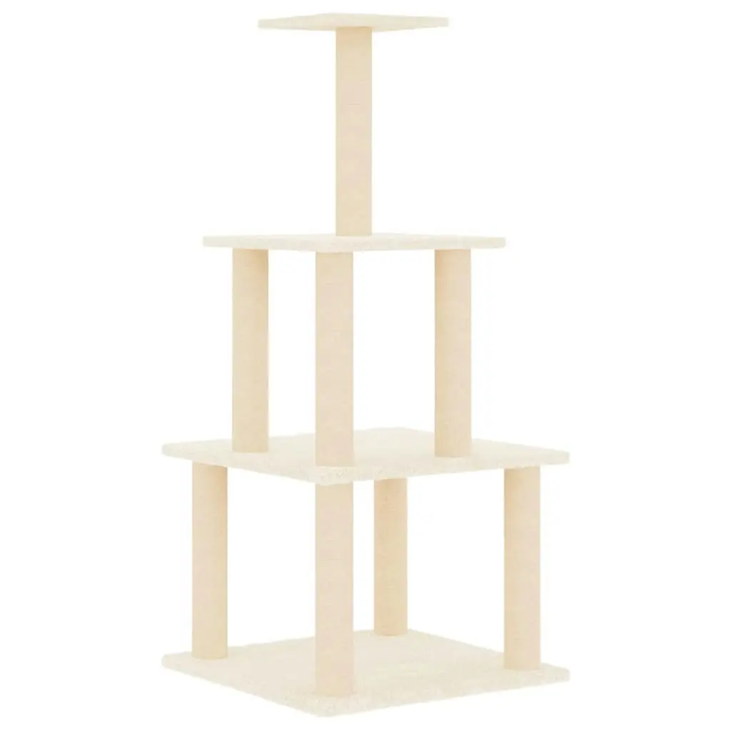 Cat Tree with Sisal Scratching Posts Cream 111 cm 171732