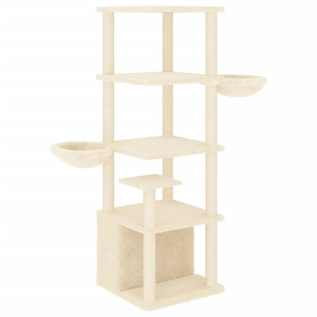 Cat Tree with Sisal Scratching Posts Cream 147 cm 171780