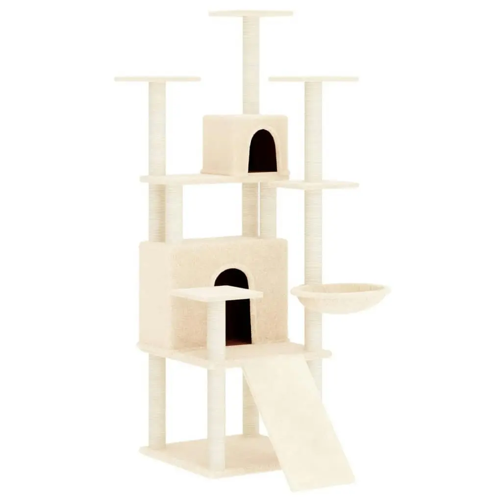 Cat Tree with Sisal Scratching Posts Cream 154 cm 171690